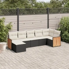 Garten-Essgruppe 7-teilig mit schwarzen Polstern aus synthetischem Rattan. von vidaXL, Gartensets - Ref: Foro24-3260271, Prei...