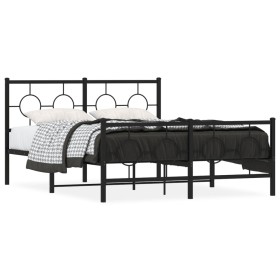 Estructura de cama cabecero y estribo metal negro 135x190 cm
