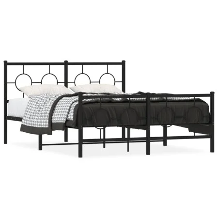 Estructura de cama cabecero y estribo metal negro 135x190 cm de vidaXL, Camas y somieres - Ref: Foro24-376243, Precio: 119,87...
