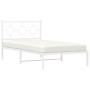 Bettgestell aus Metall mit weißem Kopfteil 100x190 cm von vidaXL, Betten und Lattenroste - Ref: Foro24-376269, Preis: 75,14 €...
