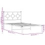 Bettgestell aus Metall mit weißem Kopfteil 100x190 cm von vidaXL, Betten und Lattenroste - Ref: Foro24-376269, Preis: 75,14 €...