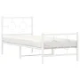 Metal bed frame with headboard and footboard white 75x190 cm by vidaXL, Beds and slatted bases - Ref: Foro24-376283, Price: 6...