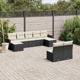 Set de sofás de jardín 8 piezas y cojines ratán sintético negro by vidaXL, Garden sets - Ref: Foro24-3258773, Price: 490,29 €...
