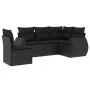 Set de muebles de jardín 5 pzas y cojines ratán sintético negro de vidaXL, Conjuntos de jardín - Ref: Foro24-3253702, Precio:...