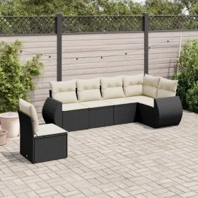 6-teiliges Gartensofa-Set und Kissen aus schwarzem Kunststoff-Rattan. von vidaXL, Gartensets - Ref: Foro24-3253763, Preis: 39...