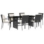 Garten-Essgruppe 7-teilig mit schwarzen Polstern aus synthetischem Rattan. von vidaXL, Gartensets - Ref: Foro24-3213490, Prei...