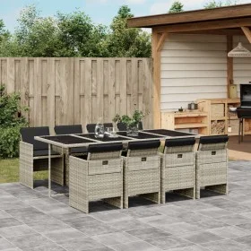 Set comedor de jardín 9 pzas cojines ratán sintético gris claro by vidaXL, Garden sets - Ref: Foro24-3210563, Price: 889,83 €...