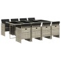 Set comedor de jardín 9 pzas cojines ratán sintético gris claro by vidaXL, Garden sets - Ref: Foro24-3210563, Price: 865,49 €...
