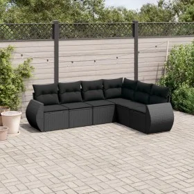 6-teiliges Gartensofa-Set und Kissen aus schwarzem Kunststoff-Rattan. von vidaXL, Gartensets - Ref: Foro24-3253742, Preis: 40...