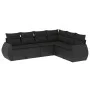 Set de sofás de jardín 6 piezas y cojines ratán sintético negro by vidaXL, Garden sets - Ref: Foro24-3253742, Price: 407,52 €...