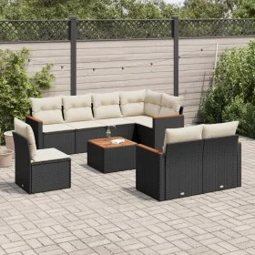 Set de sofás de jardín 8 piezas y cojines ratán sintético negro by vidaXL, Garden sets - Ref: Foro24-3258570, Price: 541,96 €...
