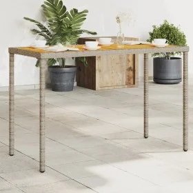 Mesa de jardín superficie de madera ratán PE gris 115x54x74 cm by vidaXL, Garden tables - Ref: Foro24-365076, Price: 79,36 €,...