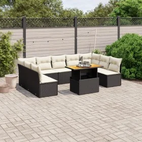 Gartensofa-Set, 10-teilig, mit schwarzen Kissen und synthetischem Rattan. von vidaXL, Gartensets - Ref: Foro24-3271455, Preis...