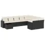 Gartensofa-Set, 10-teilig, mit schwarzen Kissen und synthetischem Rattan. von vidaXL, Modulare Sofas für den Außenbereich - R...