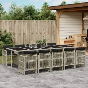 Set de comedor de jardín 11 pzas y cojines ratán sintético gris by vidaXL, Garden sets - Ref: Foro24-3210935, Price: 774,00 €...