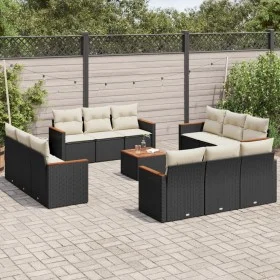 Set de sofás de jardín y cojines 13 pzas ratán sintético negro by vidaXL, Garden sets - Ref: Foro24-3258241, Price: 835,87 €,...