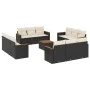 Set de sofás de jardín y cojines 13 pzas ratán sintético negro by vidaXL, Garden sets - Ref: Foro24-3258241, Price: 835,87 €,...