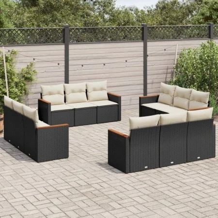 Set de sofás de jardín 12 piezas cojines ratán sintético negro by vidaXL, Garden sets - Ref: Foro24-3258234, Price: 800,54 €,...