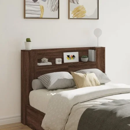 Braunes Eichenholz-Kopfteil mit LED-Licht 140x16,5x103,5 cm. von vidaXL, Kopf- und Fußteile - Ref: Foro24-839251, Preis: 88,3...