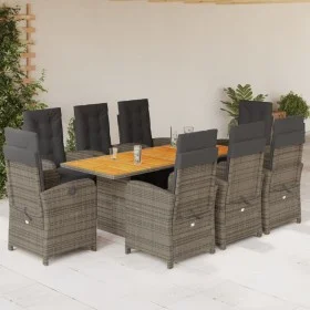 Set comedor jardín 9 pzas y cojines ratán sintético gris de vidaXL, Conjuntos de jardín - Ref: Foro24-3212507, Precio: 1,00 €...