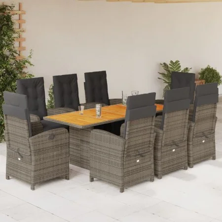Set comedor jardín 9 pzas y cojines ratán sintético gris by vidaXL, Garden sets - Ref: Foro24-3212507, Price: 1,00 €, Discoun...