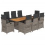 Garten-Essgruppe, 9-teilig, mit grauen Polstern aus synthetischem Rattan. von vidaXL, Gartensets - Ref: Foro24-3212507, Preis...