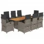 Set comedor jardín 9 pzas y cojines ratán sintético gris by vidaXL, Garden sets - Ref: Foro24-3212507, Price: 1,00 €, Discoun...