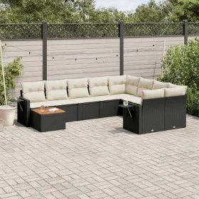 Gartensofa-Set, 10-teilig, mit schwarzen Kissen und synthetischem Rattan. von vidaXL, Gartensets - Ref: Foro24-3257057, Preis...