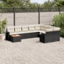 Gartensofa-Set, 10-teilig, mit schwarzen Kissen und synthetischem Rattan. von vidaXL, Gartensets - Ref: Foro24-3257057, Preis...