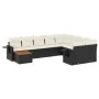 Set de sofás de jardín 10 pzas cojines ratán sintético negro de vidaXL, Conjuntos de jardín - Ref: Foro24-3257057, Precio: 58...