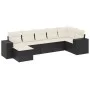 Set de comedor de jardín 7 pzas y cojines ratán sintético negro by vidaXL, Garden sets - Ref: Foro24-3255213, Price: 435,61 €...