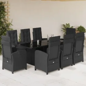 Garten-Essgruppe 9-teilig mit schwarzen Polstern aus synthetischem Rattan von vidaXL, Gartensets - Ref: Foro24-3212489, Preis...