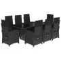 Set de comedor de jardín 9 pzas y cojines ratán sintético negro by vidaXL, Garden sets - Ref: Foro24-3212489, Price: 1,00 €, ...