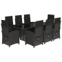 Set de comedor de jardín 9 pzas y cojines ratán sintético negro by vidaXL, Garden sets - Ref: Foro24-3212489, Price: 1,00 €, ...