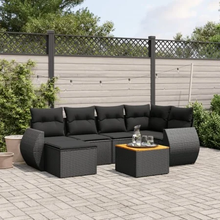 7-piece garden dining set with black synthetic rattan cushions by vidaXL, Garden sets - Ref: Foro24-3257434, Price: 438,84 €,...