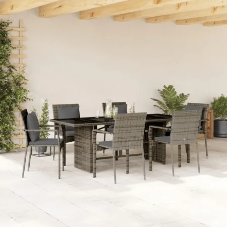 Set comedor jardín 7 pzas y cojines ratán sintético gris by vidaXL, Garden sets - Ref: Foro24-3213492, Price: 533,38 €, Disco...