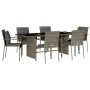 Set comedor jardín 7 pzas y cojines ratán sintético gris by vidaXL, Garden sets - Ref: Foro24-3213492, Price: 533,38 €, Disco...