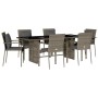 Set comedor jardín 7 pzas y cojines ratán sintético gris by vidaXL, Garden sets - Ref: Foro24-3213492, Price: 530,10 €, Disco...
