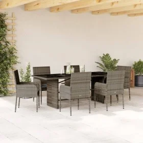 Set comedor jardín 7 pzas y cojines ratán sintético gris by vidaXL, Garden sets - Ref: Foro24-3213508, Price: 461,16 €, Disco...