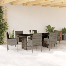 Set comedor jardín 7 pzas y cojines ratán sintético gris de vidaXL, Conjuntos de jardín - Ref: Foro24-3213508, Precio: 477,21...