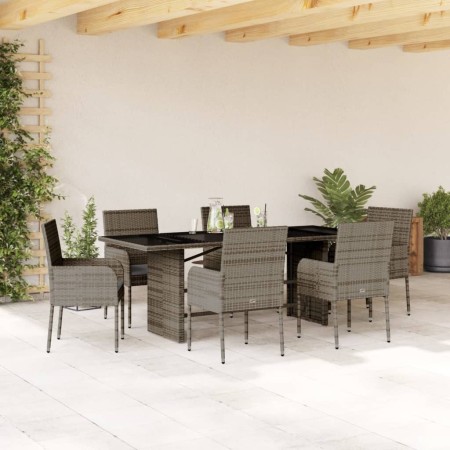 Set comedor jardín 7 pzas y cojines ratán sintético gris by vidaXL, Garden sets - Ref: Foro24-3213508, Price: 475,80 €, Disco...