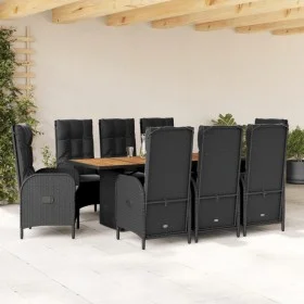 Set de comedor de jardín 9 pzas y cojines ratán sintético negro by vidaXL, Garden sets - Ref: Foro24-3213515, Price: 1,00 €, ...
