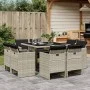 Set comedor de jardín 9 pzas cojines ratán sintético gris claro by vidaXL, Garden sets - Ref: Foro24-3210659, Price: 628,90 €...