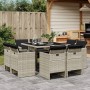 Set comedor de jardín 9 pzas cojines ratán sintético gris claro by vidaXL, Garden sets - Ref: Foro24-3210659, Price: 520,46 €...