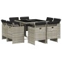 Set comedor de jardín 9 pzas cojines ratán sintético gris claro by vidaXL, Garden sets - Ref: Foro24-3210659, Price: 520,46 €...