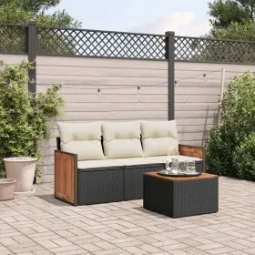 Juego de sofás jardín 4 pzas con cojines ratán sintético negro by vidaXL, Garden sets - Ref: Foro24-3259844, Price: 253,77 €,...