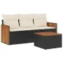 Juego de sofás jardín 4 pzas con cojines ratán sintético negro by vidaXL, Garden sets - Ref: Foro24-3259844, Price: 253,77 €,...