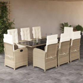 Set comedor de jardín 9 pzas con cojines ratán sintético beige by vidaXL, Garden sets - Ref: Foro24-3212262, Price: 1,00 €, D...