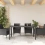 Mesa de jardín superficie de vidrio ratán PE negro 150x90x75 cm de vidaXL, Mesas de jardín - Ref: Foro24-365531, Precio: 156,...