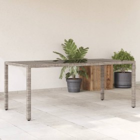 Mesa de jardín superficie de vidrio ratán PE gris 190x90x75 cm by vidaXL, Garden tables - Ref: Foro24-365538, Price: 194,51 €...